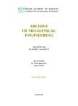 Archive Of Mechanical Engineering