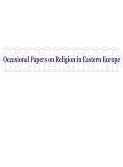 Occasional Papers On Religion In Eastern Europe