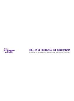 Bulletin Of The Hospital For Joint Diseases
